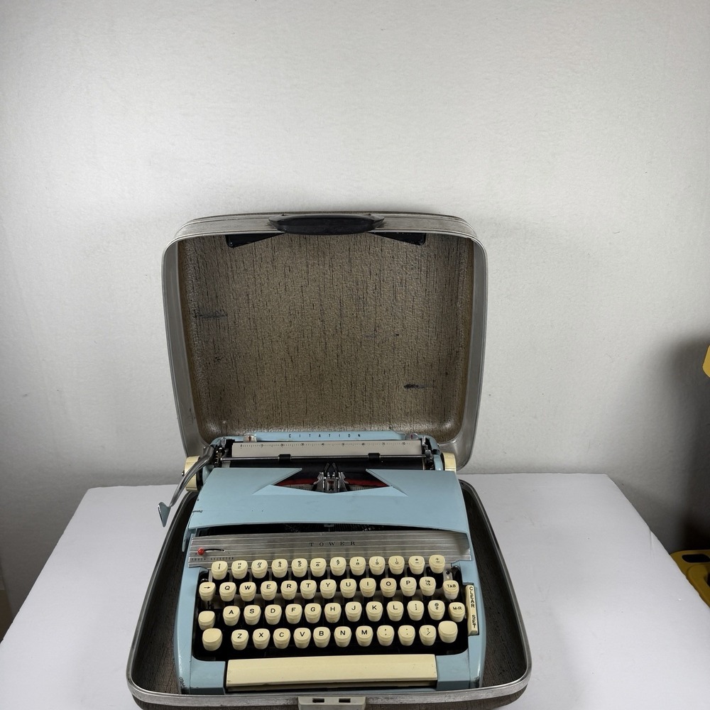 Vintage‎ Tower Citation Portable Typewriter Blue Model 871.1410 w/ Case